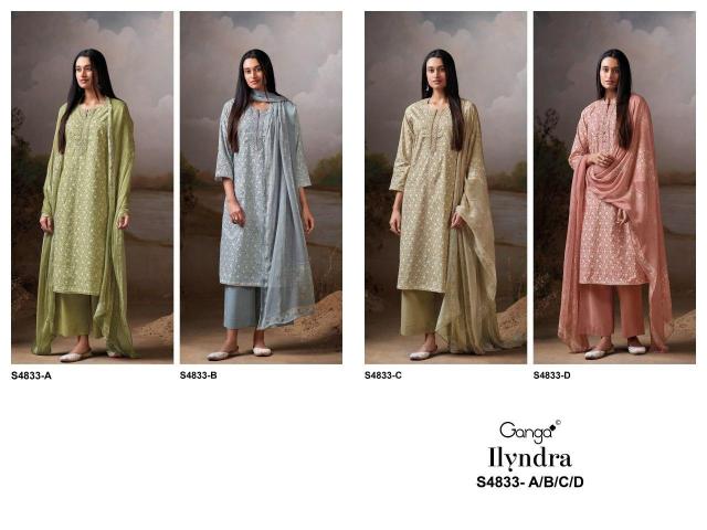 Ganga ilyndra 4833 cotton dress material wholesalers